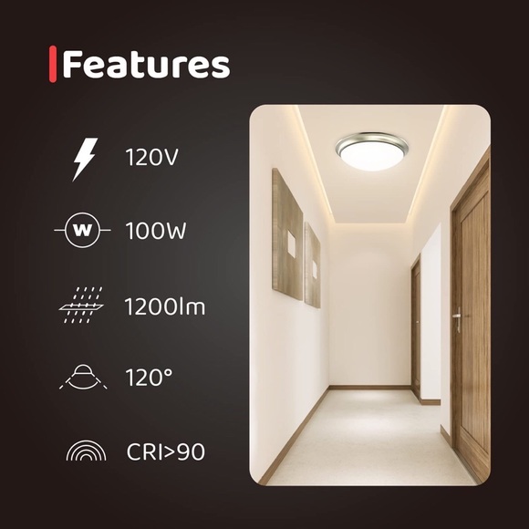 LED Ceiling Light Brushed Nickel Frosted Glass Shade Light Fixture for Bedroom - Picture 5 of 10